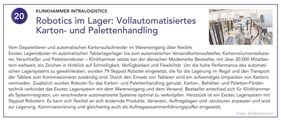 KLINKHAMMER INTRALOGISTICS | Robotics im Lager: Vollautomatisiertes Karton- und Palettenhandling KLINKHAMMER INTRALOGISTICS | Robotics im Lager: Vollautomatisiertes Karton- und Palettenhandling