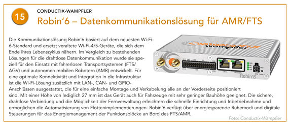 15 Conductix-Wampfler | Robin'6 – Datenkommunikationslösung für AMR/FTS 15 Conductix-Wampfler | Robin'6 – Datenkommunikationslösung für AMR/FTS
